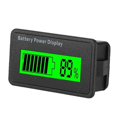 Afbeelding van digitale batterijtester, 12 V, 24 36 48 LCD, universele batterijcapaciteitsmeter, batterijweergave, waterdicht, batterij voltmeter (groen)