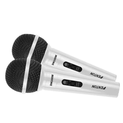 Afbeelding van Fenton DM100W Set van 2 witte microfoons voor o.a. karaoke en DJ&#039;s