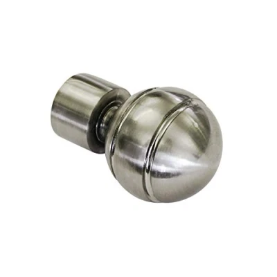 Afbeelding van GARDINIA Eindknoppen, kogel, 2 stuks, metaal, rvs look, voor gordijnroedes, Ø19 mm