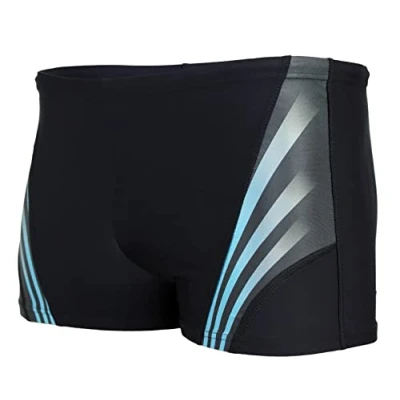 Afbeelding van Aquarti Heren Zwemboxer met Zijstroken Zwembroek, Zwart/Blauw, 3XL