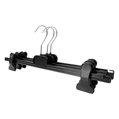 Afbeelding van RSR Hangers Broekhanger, broekspanner, 10 stuks, kunststof kleerhangers, 40 cm, antislip rubberen en verstelbare klemmen, 360 draaibare haak, ruimtebesparend