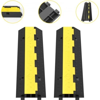 Afbeelding van VEVOR 2 Stuks Elektrische Draadafdekking Kabelbeschermer Met Kanalen Rubberen Beschermende Draad Koord Oprit 101 x 24,5 5 cm voor Netsnoeren Netwerkkabels te Beschermen in Openbare Plaatsen