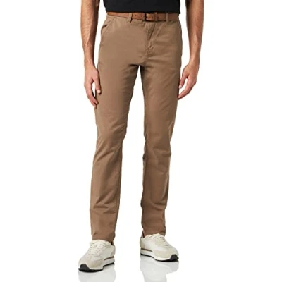 Afbeelding van TOM TAILOR Denim Mannen Chino broek met riem 1008253, 11634 Honey Camel Beige, 36W / 30L