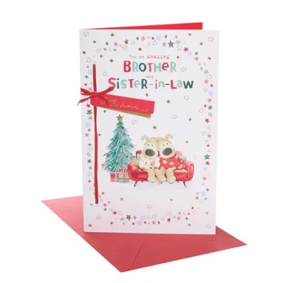 Afbeelding van Boofle Broer &amp; schoonzus verfraaid kerstkaart kerstkaarten