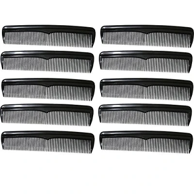 Afbeelding van COM FOUR® 10x kam met verschillende kamsterktes, zakkam in zwart (010 stuks zwart)