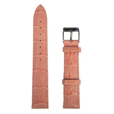 Afbeelding van Horlogeband 18mm Roze Echt leer in croco print Roestvrijstalen gesp