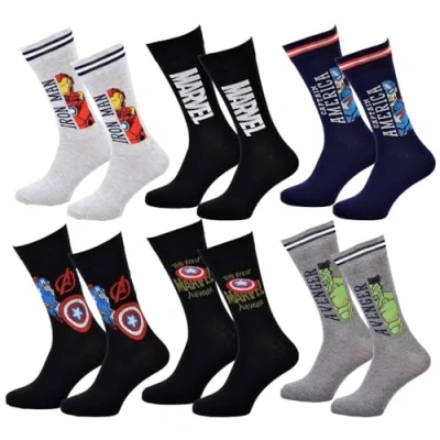 Afbeelding van Disney Socks And Underwear Marvel, Avengers, Dc Comics herensokken van katoen, verschillende modellen afhankelijk de beschikbaarheid, meerkleurig, Verpakking met 6 paar, 43 46 EU