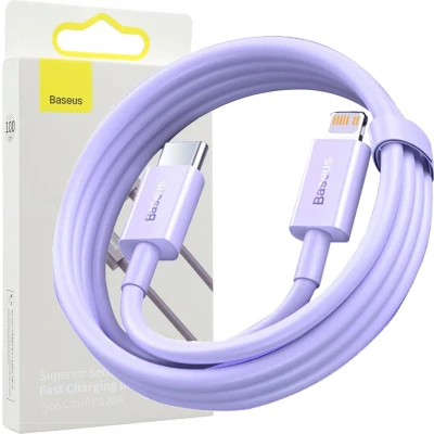 Afbeelding van USB C snellaad /gegevensoverdrachtkabel Lightning PD 20W 1m Baseus Superior Series paars