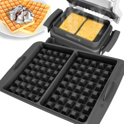 Afbeelding van Wafelinzetstuk compatibel met Tefal OptiGrill standaardmodellen, 4 in 1, 2 Elite, Plus +, bakschaalinzet van siliconen, Belgische wafels, wafel, accessoires