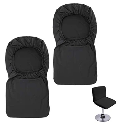 Afbeelding van BTSKY Set van 2 zwarte barkrukken hoezen met rugleuning, rekbare stoelhoes voor korte draaibare eetkamerstoel rugleuning barkruk stoel (geen stoelen)
