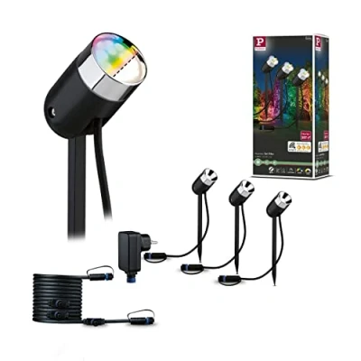 Afbeelding van Paulmann Plug &amp; Shine Pike Smart Home Zigbee basisset RGBW spot 3x4W 24V 40 IP44 antraciet