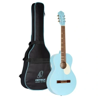 Afbeelding van Ortega Gaucho Series RGA Sky Blue 4/4 formaat klassieke gitaar met gigbag