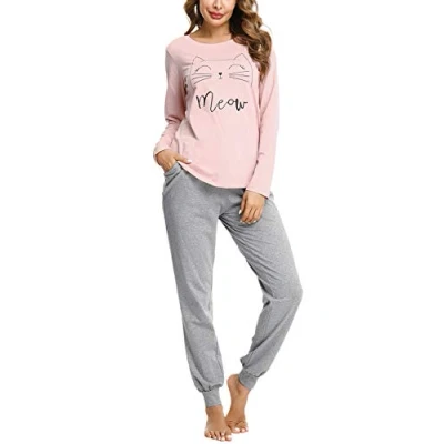 Afbeelding van Sykooria Pyjama Dames Set Met Lange Mouwen Katoenen Tweedelige Pyjama&#039;S Vrouwen Thuis Kleding Mouw Top Nachtkleding Loungewear