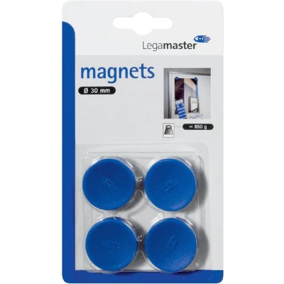 Afbeelding van Magneet Legamaster 30mm 850gr blauw 4stuks