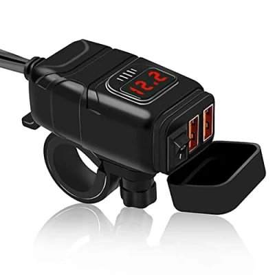 Afbeelding van RUIZHI USB aansluiting voor motorfiets, QC3.0, oplader, telefoonadapter, SAE naar USB, met waterdichte voltmeter, laadbescherming dubbele