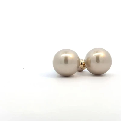 Afbeelding van Oorknopjes grote beige parelmoer bal en kleine knop