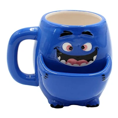 Afbeelding van Dekohelden24 Koffiemok koffiekop met koekjesvak van keramiek motief: blauw monster grootte: ca. H/Ø: 10 x 7 cm/inhoud: 300ml, cm