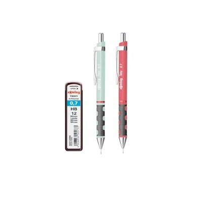 Afbeelding van rOtring Tikky Pastel Mechanische Potloden met High Polymer RefillsHB 0,7 mmThee Rose Opal Blauw 2 Count