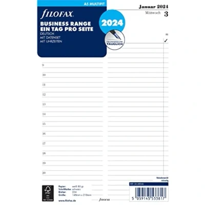 Afbeelding van FILOFAX Agendavulling A5 Multi 1 dag per pagina (Duits) 2024