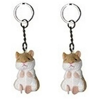 Afbeelding van 6x stuks pluche bruine hamster knuffel sleutelhanger 6 cm Speelgoed dieren sleutelhangers