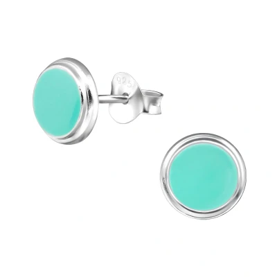 Afbeelding van JoyS Zilveren ronde oorbellen turquoise 7 mm Sterling zilver 925