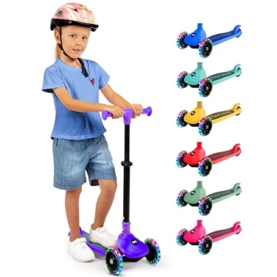 Afbeelding van SereneLife Kinderstep 3 Wiel Step Opvouwbare met Verstelbare Hoogte LED Verlichting Verstelbaar Stuur Antislip Voetplaat voor Jongens en Meisjes