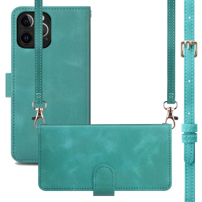 Afbeelding van Apple iPhone 12 Hoesje Kunstleder iMoshion Bookcase Turquoise Telefoonhoesje