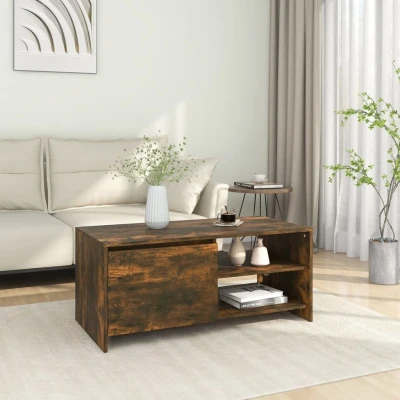 Afbeelding van Salontafel 102x50x45 cm bewerkt hout gerookt eikenkleurig