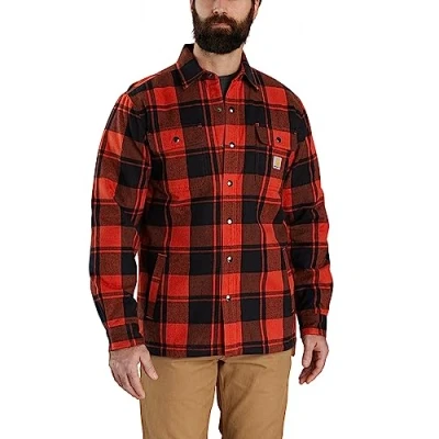 Afbeelding van Carhartt Heren Relaxed Fit Flanel Sherpa Lined Shirt Jac, Bordeaux Heide, M