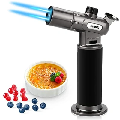 Afbeelding van Cadrim flambeerbrander, butaangasbrander, bunsenbrander, dubbele vlammen, keukenbrander, ideaal voor flamberen, karameliseren, grillen, flambeerbrander desserts,