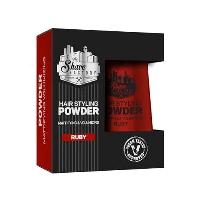 Afbeelding van The Shave Factory Hair Styling Powder Mattifying &amp; Volumizing voor ongeëvenaarde Textuur, Volume en Matte Afwerking Perfect Elke Look Haartype 20g (1 Stuk, Ruby)