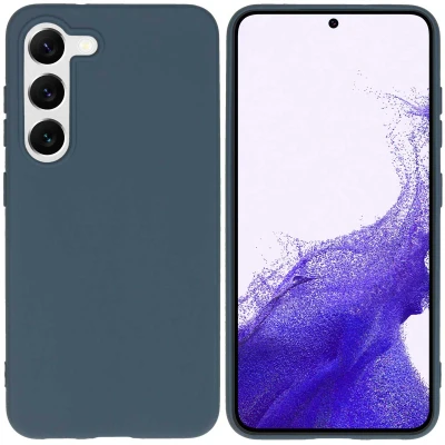 Afbeelding van Samsung Galaxy S23 Hoesje Siliconen en TPU (zacht) iMoshion Softcase/Backcover Donkerblauw Telefoonhoesje