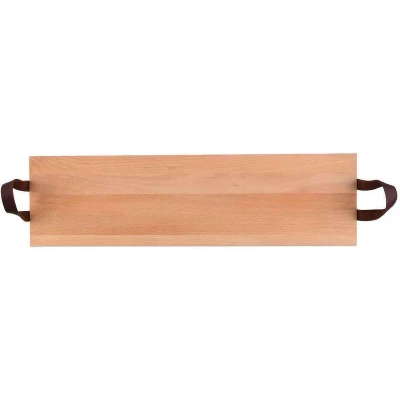 Afbeelding van Bowls and Dishes Serveertray Beukenhout 69 x 19,5 cm handgreep leer