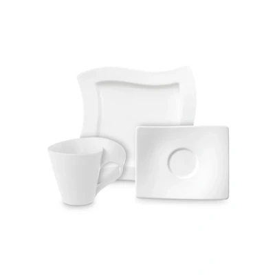Afbeelding van Villeroy &amp; Boch New Wave serviesset 12 delig Gebroken wit