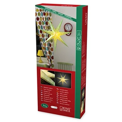 Afbeelding van KONSTSMIDE papieren ster Groene ster, geperforeerd, met wit gedessineerd motief, 7 punten (1 stuk)