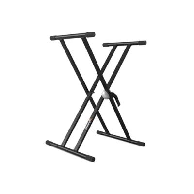 Afbeelding van Audibax Onyx 130 pianostandaard, dubbel schaarframe, Easy Lock anker, gemaakt van staal, kleur: zwart, antislip bodem, belasting tot 50 kg, geschikt voor Yamaha