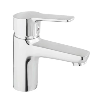 Afbeelding van Planetmöbel kraan zilver, badkraan met eenhandsmengkraan, voor wastafel in badkamer, moderne wastafelarmatuur