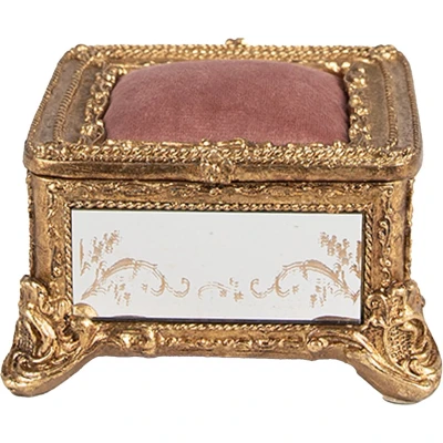Afbeelding van Clayre &amp; Eef Sieradendoos 12x12x7 cm Goudkleurig Polyresin Vierkant Juwelendoos