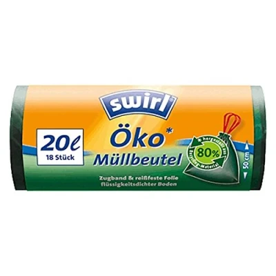 Afbeelding van Swirl Öko vuilniszakken met trekkoord 20l, 18 stuks