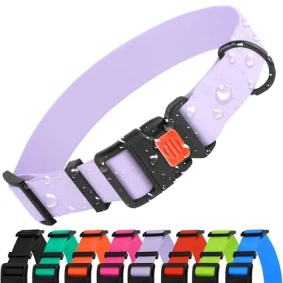 Afbeelding van CollarDirect Waterdichte hondenhalsband, verstelbaar, siliconen en kunststof, geurbestendig, gemakkelijk te reinigen, veiligheidssluiting, voor kleine, middelgrote grote honden (paars, S (25 33 cm)