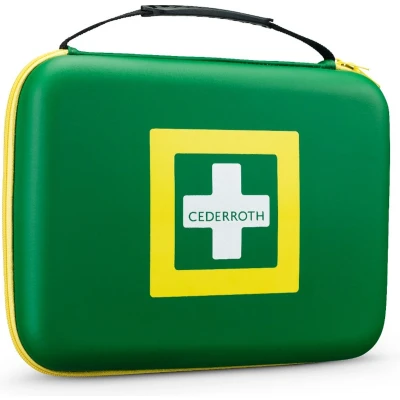 Afbeelding van Cederroth ® First Aid kit Medium Goed gevulde EHBO doos van rubberachtig materiaal met praktisch handvat en verstelbare klittenband Eerste hulp koffer voor bedrijven of consumenten reizen vakantie