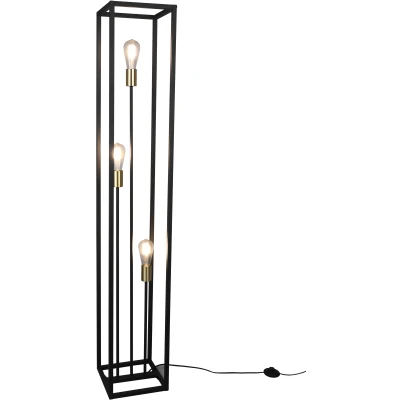 Afbeelding van Moderne vloerlamp Zwart Goud 3 lichts zuil frame
