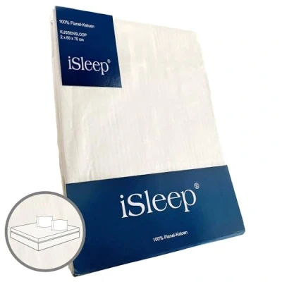 Afbeelding van iSleep Kussensloop Flanel Katoen 60x70 cm (2 stuks) (lichtbeige)
