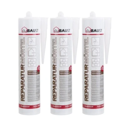 Afbeelding van dubaust REP24 Reparatiemortel Voegmortel Express Cement mortel binnen en buiten 310 ml cartridge cementgrijs (3)