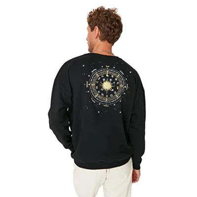 Afbeelding van Trendyol Zwarte Regular/Normal Cut Crew Neck Bedrukte Polar Fleece Sweatshirt Tmnaw23Sw00278