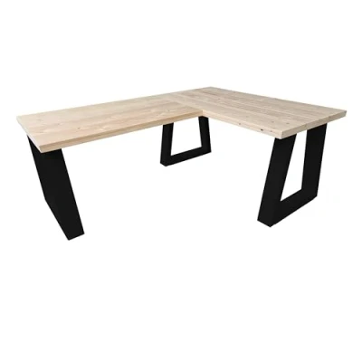 Afbeelding van Wood4you Hoekbureau Vancouver Vurenhout 180/120 Hout Werkbureau