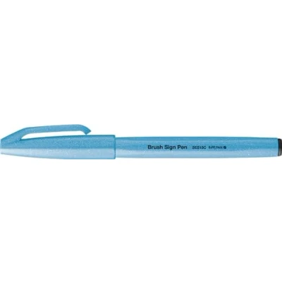 Afbeelding van Pentel SES15C FSX Brush Sign Pen neon blauw, vezelpen, penseelachtige punt, 10 stuks