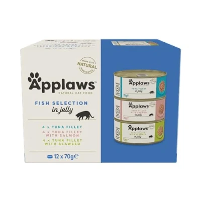 Afbeelding van 12x70g Adult Vis Selectie in Gelei Applaws Kattenvoer