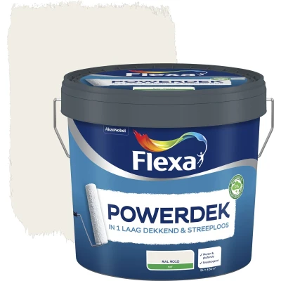 Afbeelding van flexa powerdek muur en plafond 9010 5 ltr
