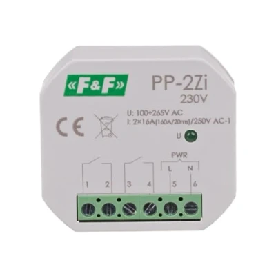 Afbeelding van Elektromagnetisch relais 2Z 16A 100 265V AC (160A/20ms) PP 2Zi 230V f&amp;f 5908312598572